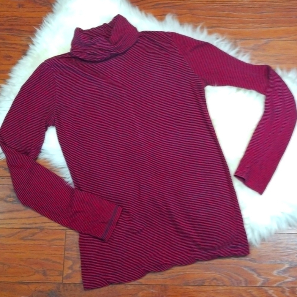 Madewell Micro Stripe Longsleeve Cotton Turtleneck - Picture 1 of 8